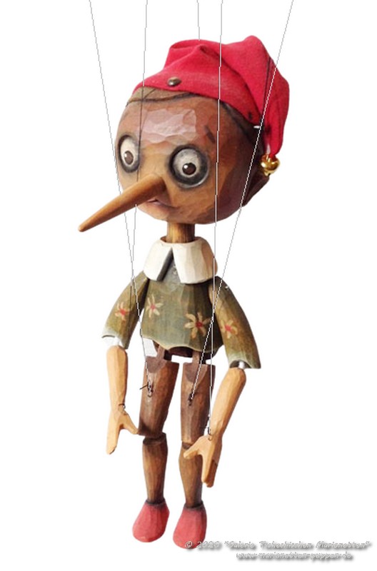 Pinocchios Nase wächst, wenn er lügt.  (Bild: www.marionetten-puppen.de/Pinocchio-Schwarzer-marionette-vk115.html)