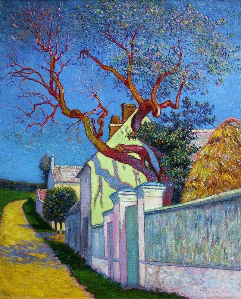 Léo Marie Gausson "Haus mit rotem Baum"