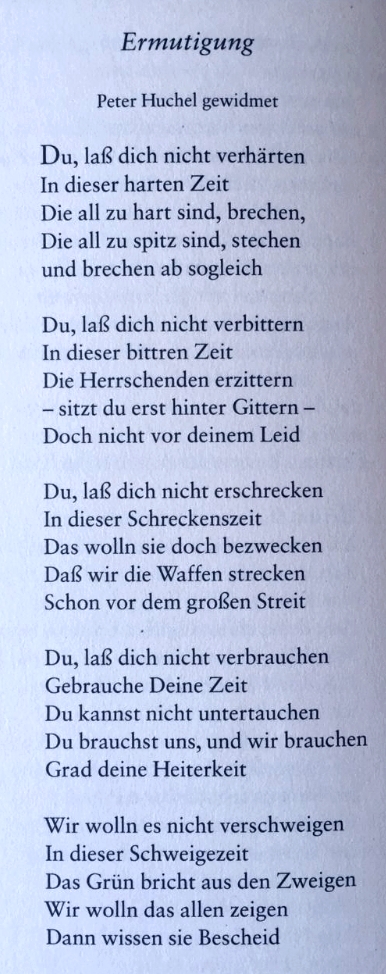 Wolf Biermann; "Ermutigung" (1968) / Foto: www.gedichteausderwelt.tumblr.com