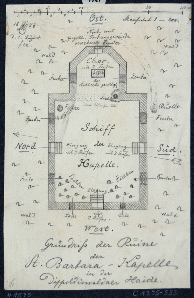 Grundriss St. Barbara-Kapelle, Max Eckardt, 1886 (Quelle: https://skd-online-collection.skd.museum/Details/Index/805342)