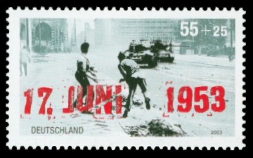 Sonderbriefmarke zum Gedenken an den Tag des Volksaufstandes / https://www.suche-briefmarken.de/marken/brd/d2003039.html