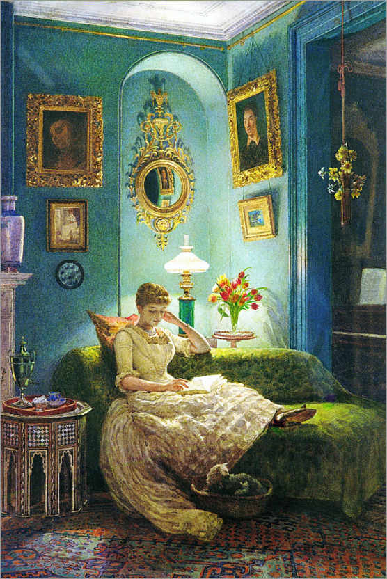 Der Maler Sir Edward John Poynter (1836 - 1919) "An evening at home"(www.posterlounge.de)