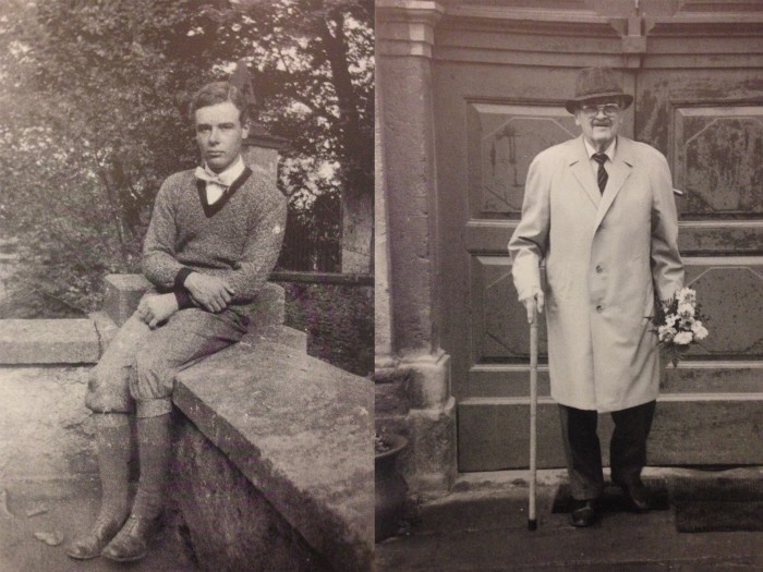 Letzter Schlossherr auf Podelwitz: Wenzel Freiherr von Reiswitz und Kadersin, geboren am 17. November 1908. Hier links im Bild jung und rechts im höheren Alter. ) / (www.medium.com/@web_juliane/schloss-podelwitz-an-der-freiberger-mulde-c4c86bba68a1)