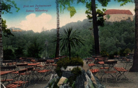 Parkrestaurant Wolkenburg mit Schlossblick (Ansichtskarte 1916 / www.vintage-antik-store.de)