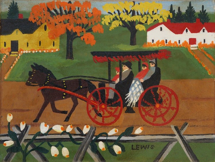 Autumn Carriage Ride / Maud Lewis, 1956