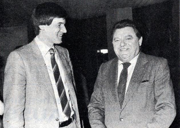 Horst Seehofer und Franz Josef Strauß 1983 (Ingolstädter Wahlkampfzeitung / Hanns-Seidel-Stiftung e.V.)