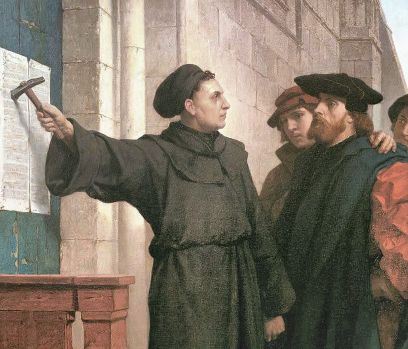 Luther schlägt seine 95 Thesen an die Kirchentür in Wittenberg / www.rb.no/kultur
