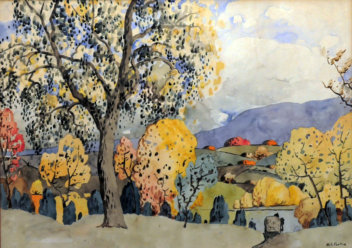 Grand arbre à l'automne / Marc-Aurèle Fortin, 1923