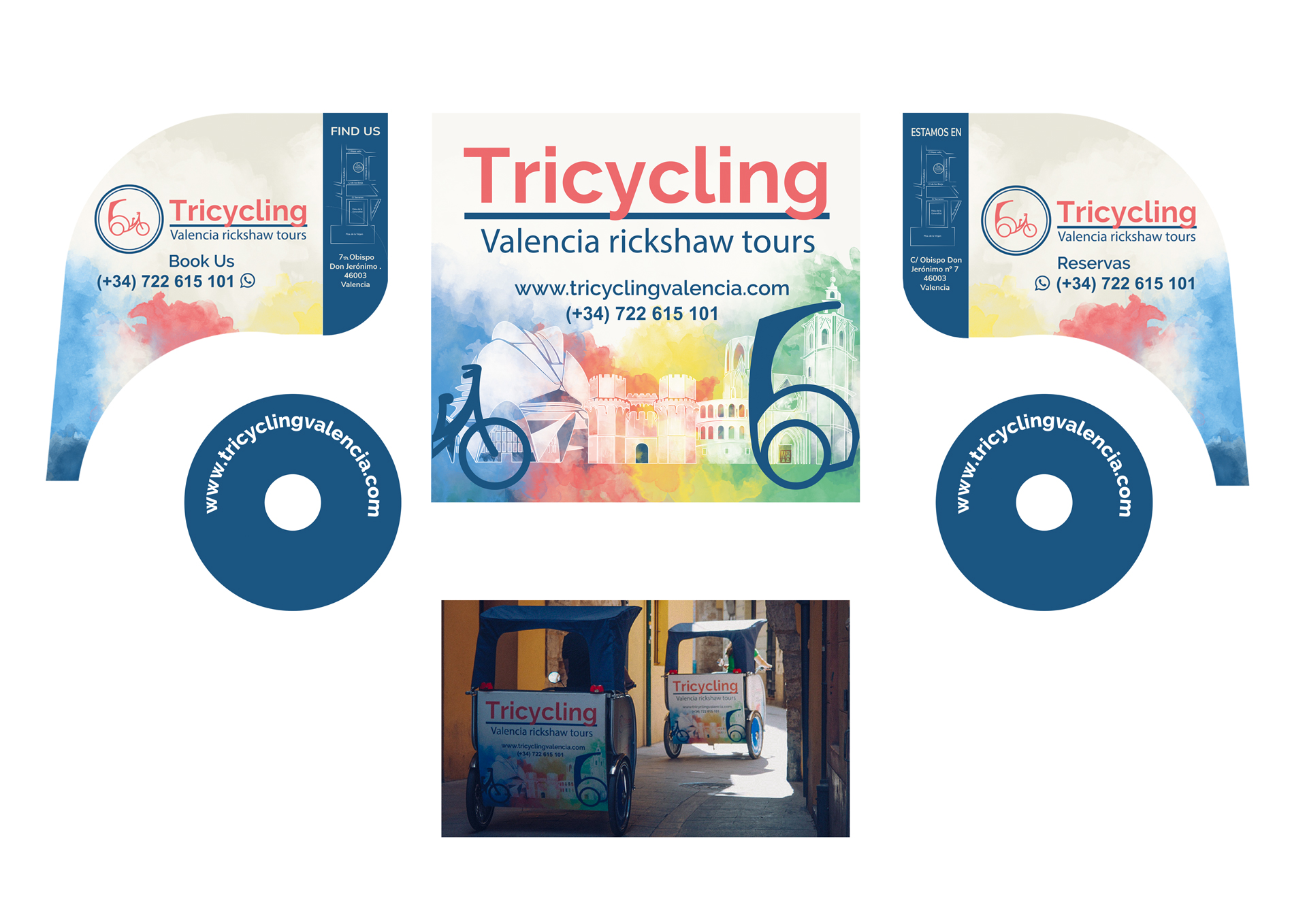 "TRICYCLING, Valencia rickshaw tours"- Diseño de vinilos. Soporte digital - 2018- Accesible en: https://tricyclingvalencia.com/