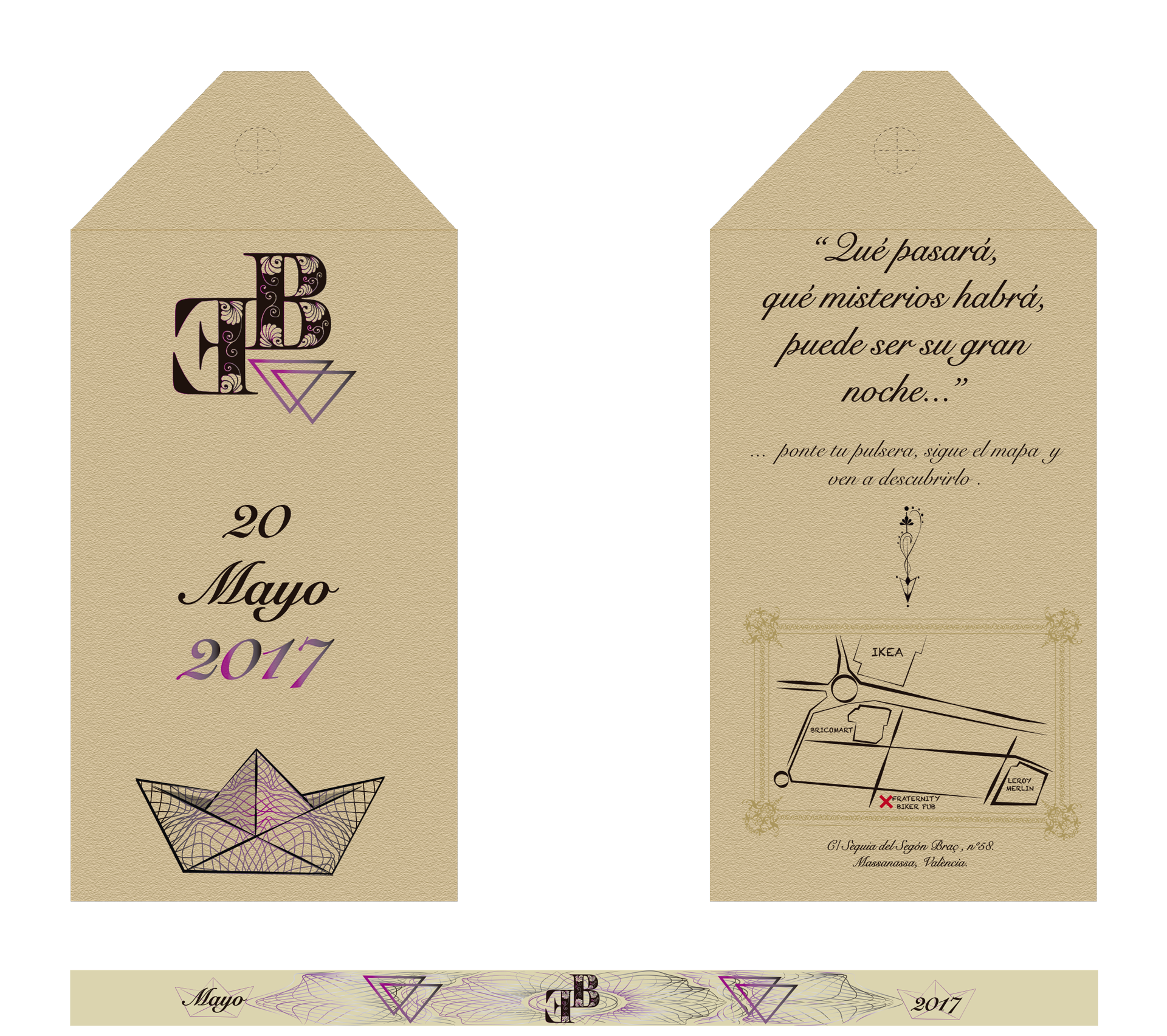 "BODA ERIKA Y BEGOÑA" - Flyer y pulsera- Soporte digital-2017