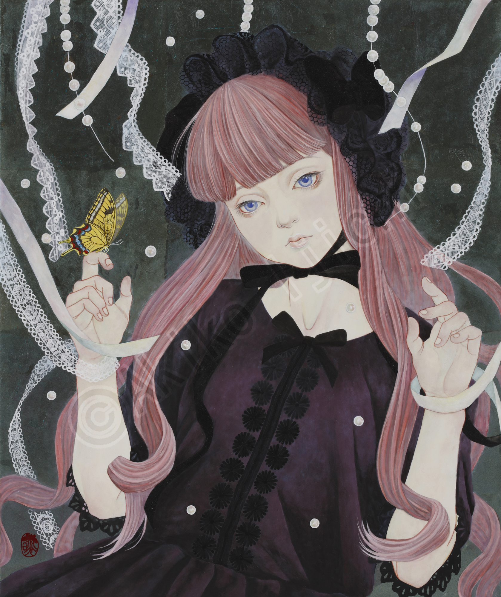 夢の中へ　F8　二次元と三次元の饗宴展作品・人形作家森馨の人形モチーフに制作・問い合わせ可能　画廊くにまつ