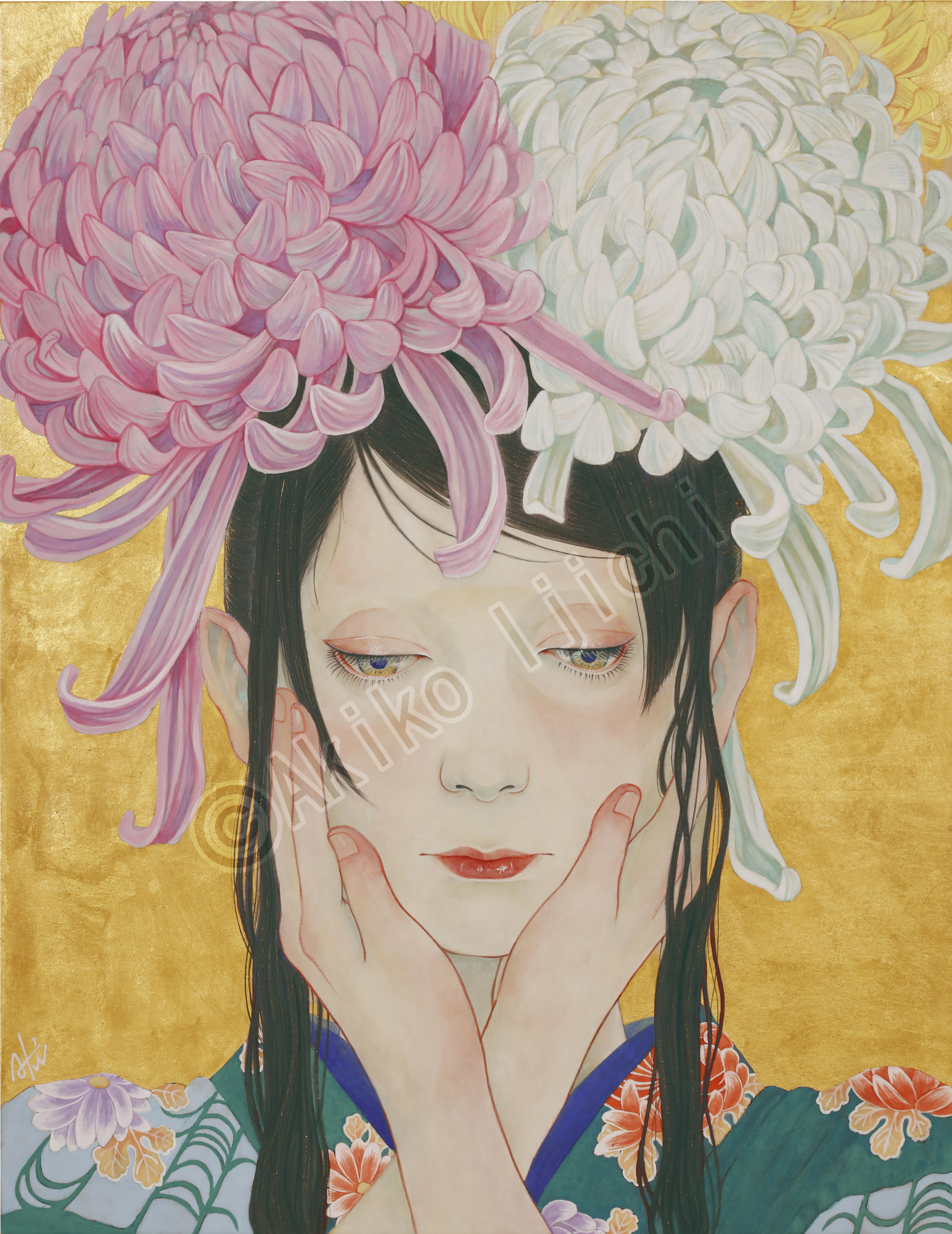 大菊（2016年制作の物を加筆修正）F6　問い合わせ可能・画廊くにまつ inquiry Gallery Kunimatsu