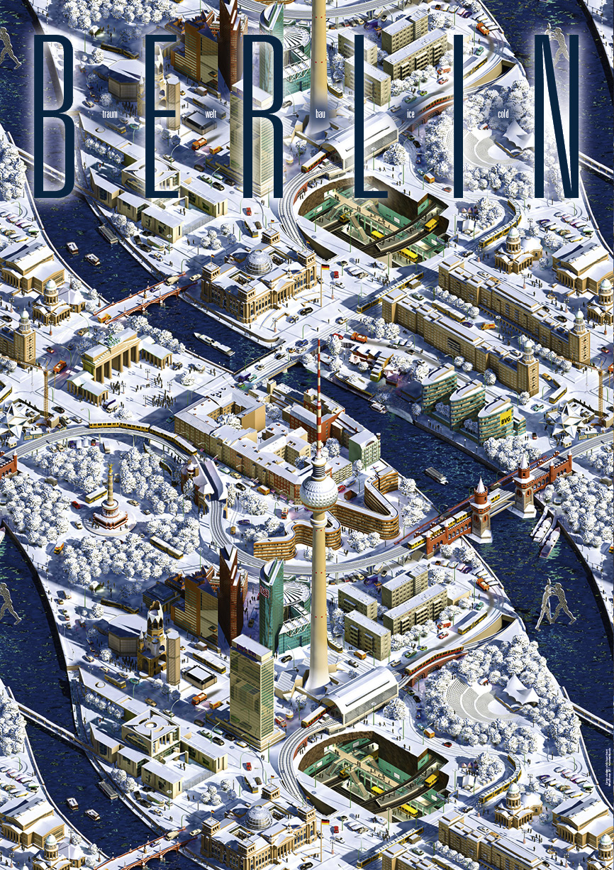 Berlin 3D bei Schnee.