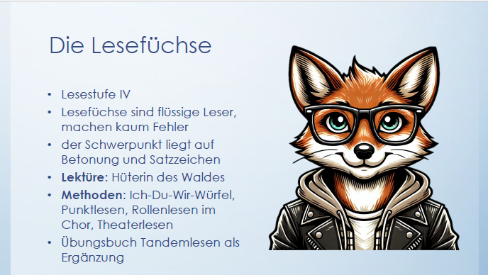 Beispiele für die Einteilung der Lesegruppen und die Lesemethoden