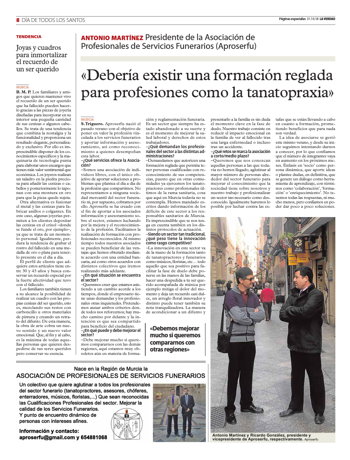 Entrevista a la Asociación en el Diario La Verdad de Murcia