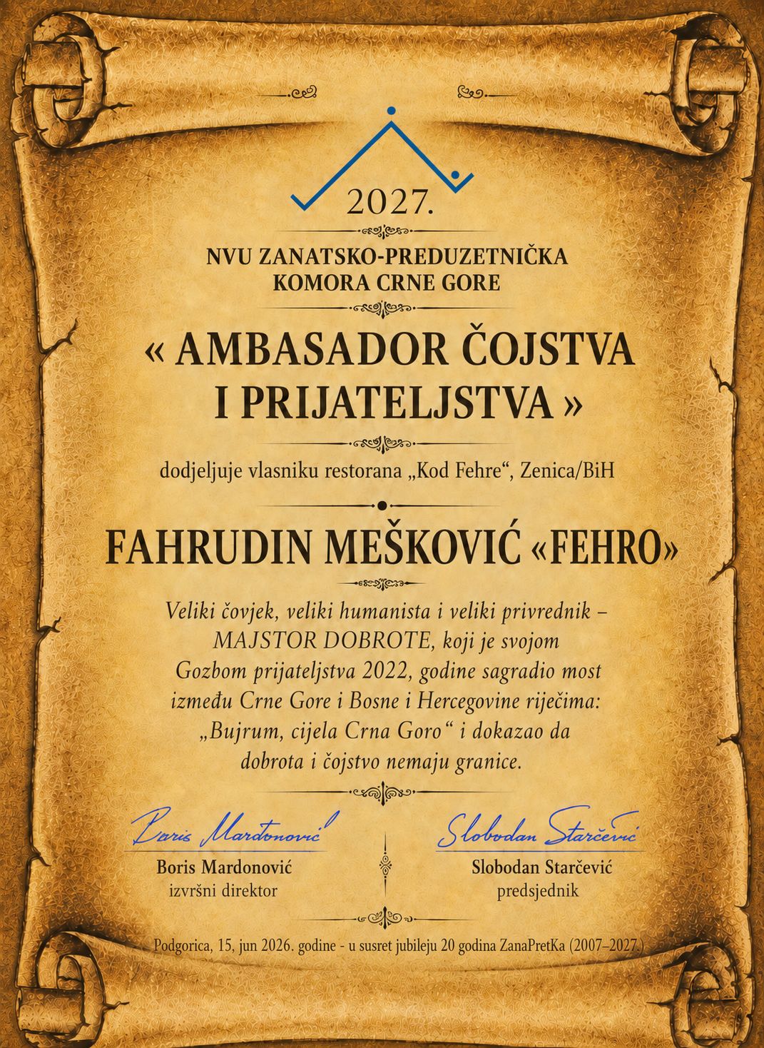 Bujrum koji je sagradio most - Fehro prvi Ambasador cojstva i prijateljstva