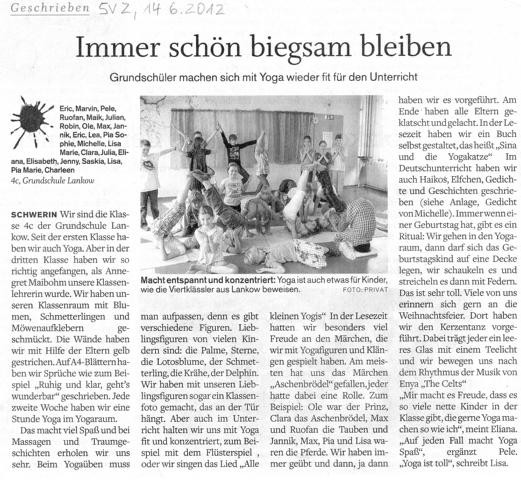 Bericht in der Schweriner Volkszeitung vom 14.06.2012