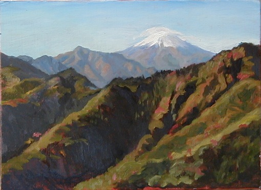 Mt.Fuji view from Gozeniwa     御前岩からの富士　oil painting  油彩F４号