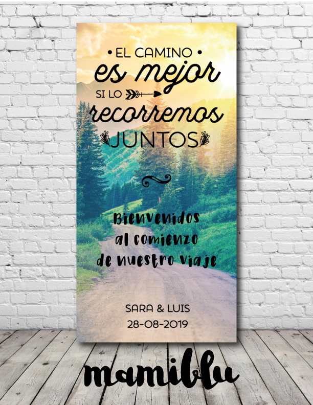 Cartel bienvenida boda 'Vuelta al mundo' - Woowlow