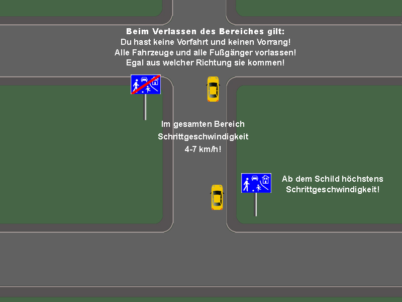 Verkehrsberuhigter Bereich Führerschein sicher bestehen. Hilfe und Unterstützung beim Lernen