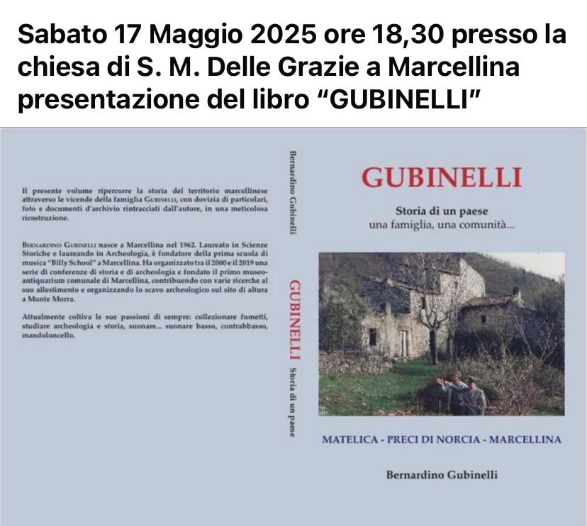 Marcellina, 17/5/2025 - eventi libro di Bernardino Gabinelli