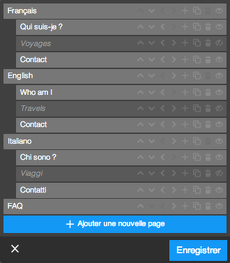 Exemple de pages cachées dans la navigation