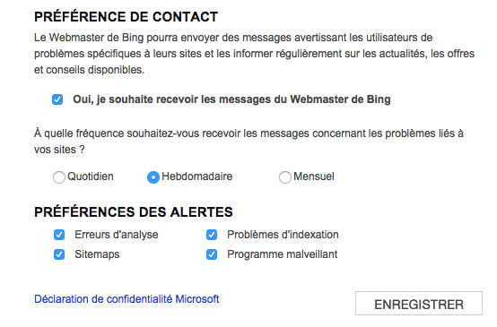 Dernier tiers du formulaire d'inscription proposé par Bing.