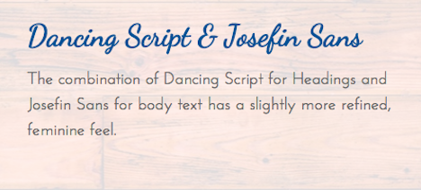 Personnalité : Dancing Script & Josefin Sans