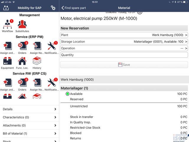 Screenshot of ISEC7 Mobility for SAP