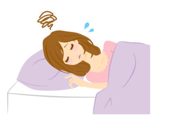 体調不良で寝込んでいる女性のイラスト画像