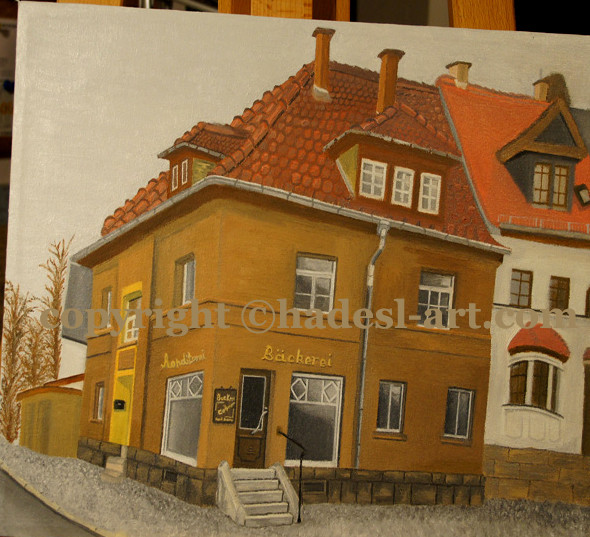 "Die Bäckerei in Weimar"...Öl auf Leinwand 2011  (30 cm x 50 cm)  verkauft