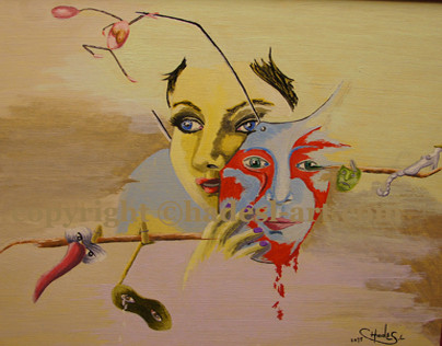 "MaskeFrau"...Acryl auf Holz 2011  (45 cm x 55 cm)  verkauft