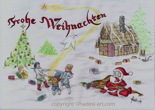 "Weihnachtskarte"...Bunt-, Copic/Touchstifte auf Papier 2014  (21 cm x 29,7 cm)