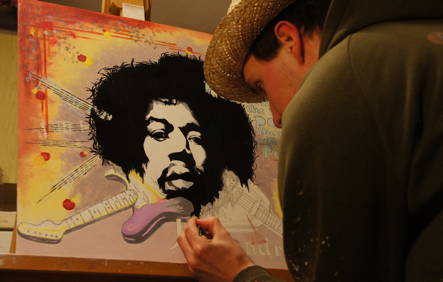 "Jimi Hendrix"... Acryl auf Holz 2012, 60x50 cm