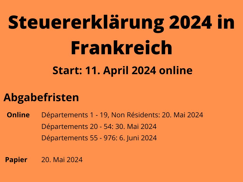 Einkommensteuer Frankreich Declaration revenues impôts 2024