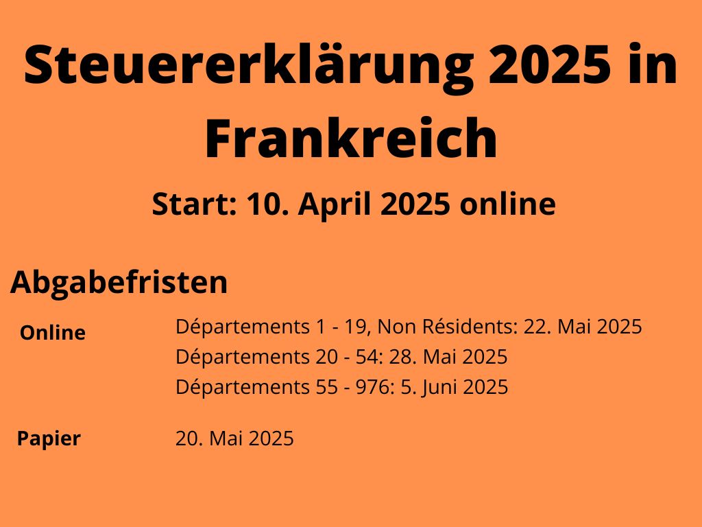 Steuererklärung in Frankreich 2025- Fristen