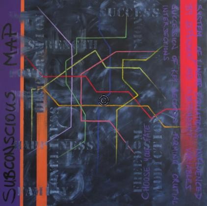 Subconscious Map, acrylic on canvas, 100cm x 100cm