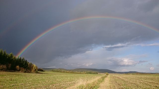 Doppelter Regenbogen, aufgenommen 2017 in meinem Jagdrevier in Dutzenthal. 