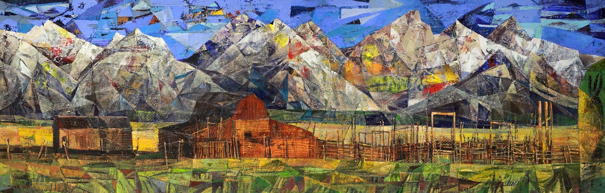 Felsengebirge, 2012, Mischtechnik auf Leinwand, 80 x 250 cm