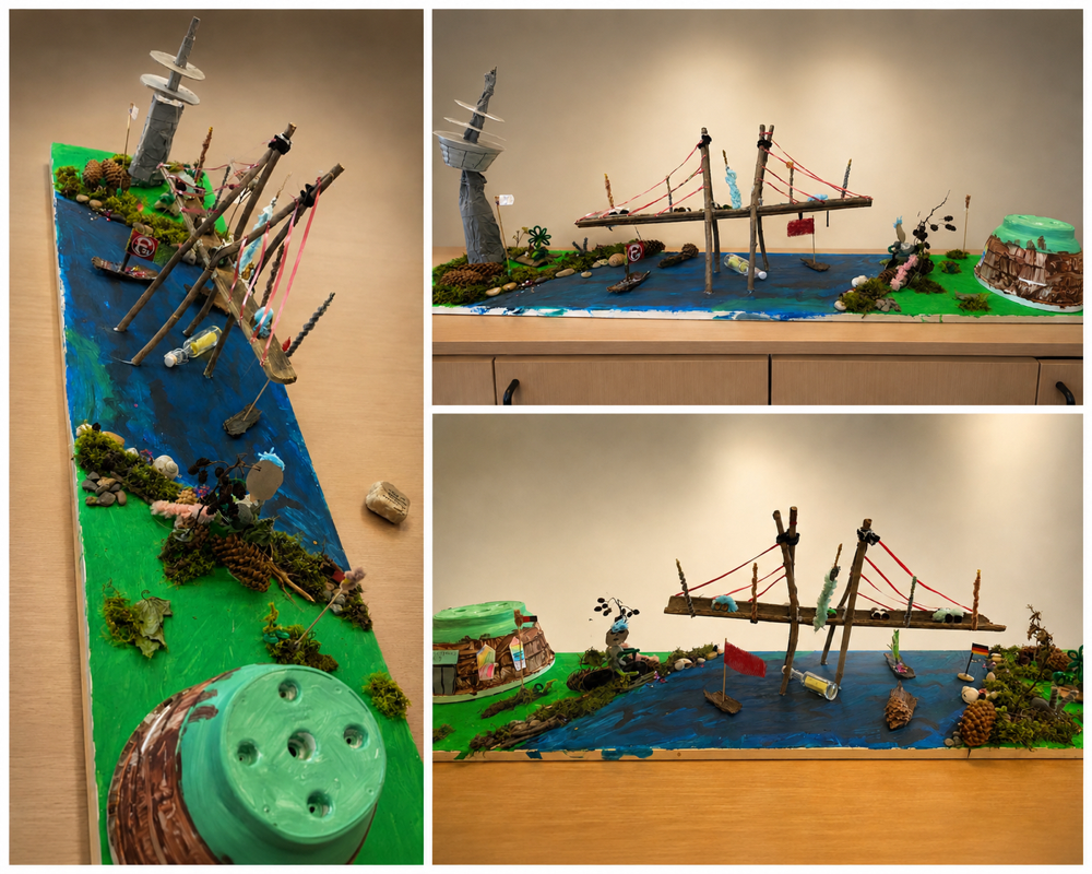 Die Düsseldorfer Skyline aus Naturmaterialien
