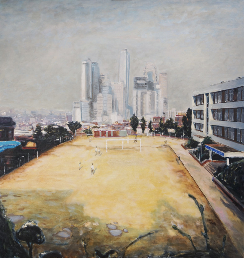 Seoul, Schulhof, Öl auf Leinwand, 95 x 90 cm