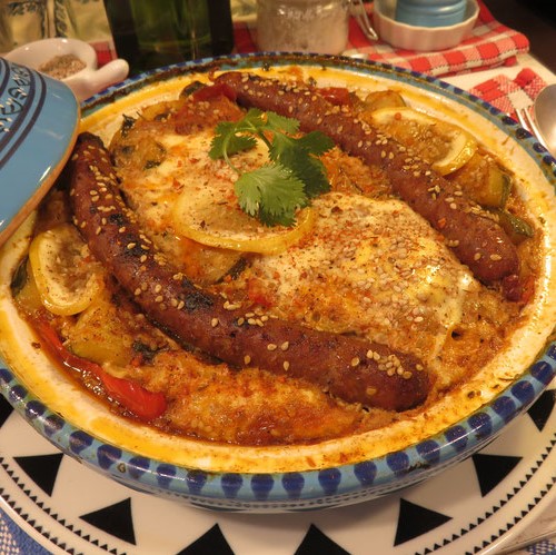 TAJINE DE MERGUEZ AUX LÉGUMES œufs et épices, c'est extra !