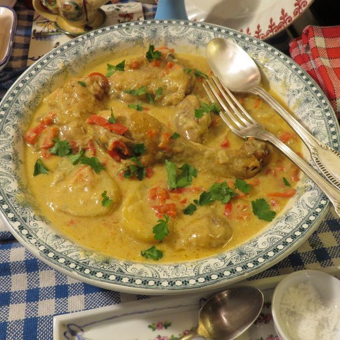 Cuisses de poulet fermier, sauce au bleu d'Auvergne. Extra !