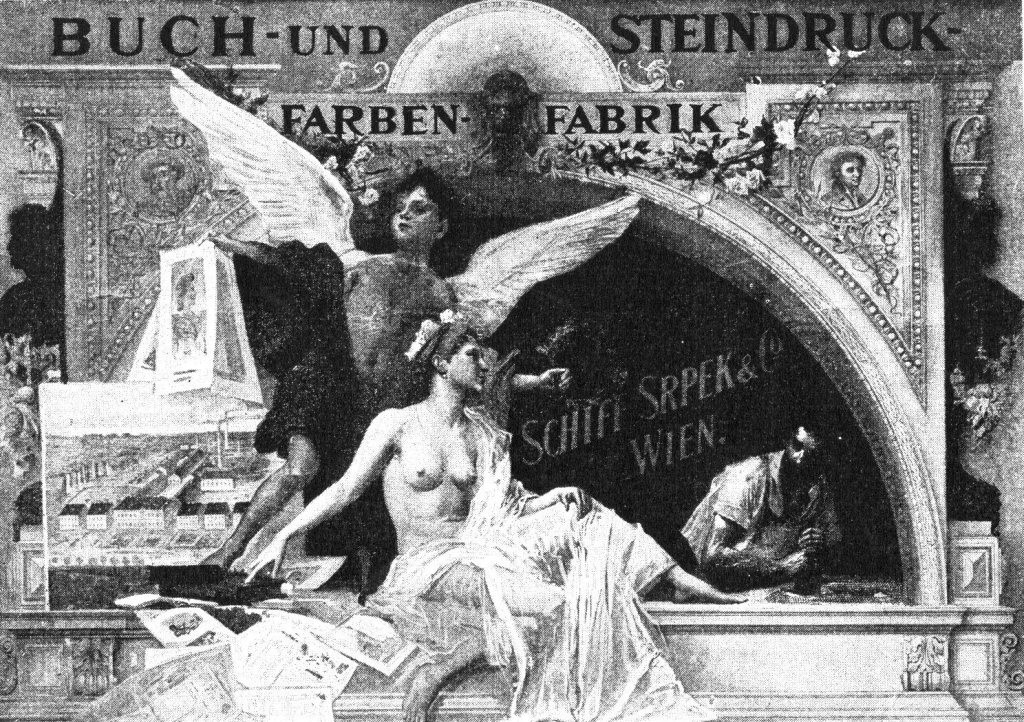 Druckerei Schiff Srpek & co Wien 1890? Plakat.