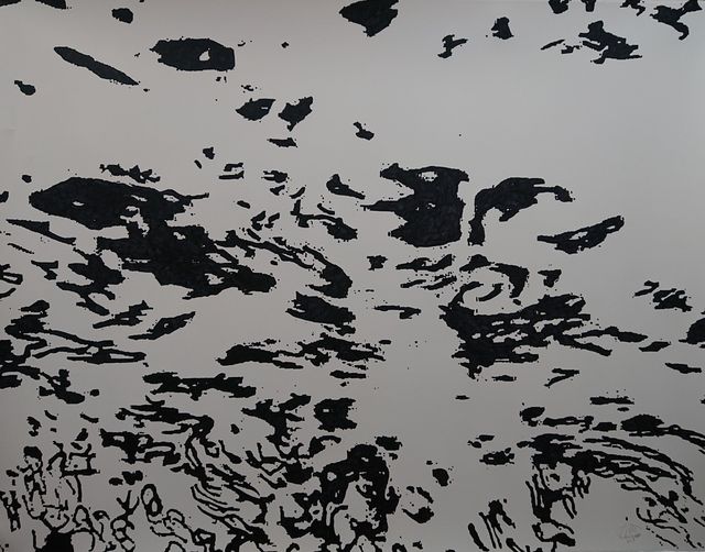 "Where to go?" February 6th, 2022. Produced on heavy medium sketching paper 160 cm x 120 cm (62,99 x 47,2 inches). I used paynes gray acrylic mixed with india ink, thus avoiding the shiny properties of the ink.