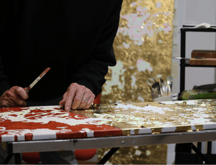 Work in progress in the studio of contemporary painter Randolph H. Wolf