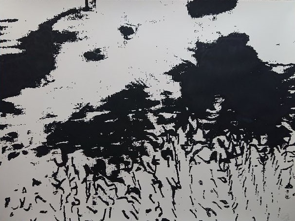 This is the third of the large abstract landscapes produced on heavy medium sketching paper, 160 cm x 120 cm (62,99, x 47,2 inches). This one is called "Journey through the Mind " finished on February 10th, 2022.