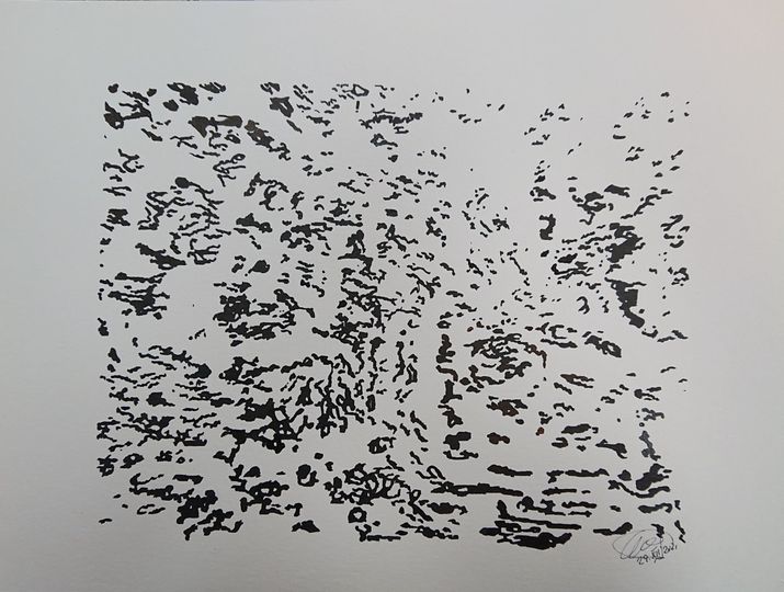"Soul searching". Ink on aquarelle paper dated December 29, 2021. 48 cm x 36 cm