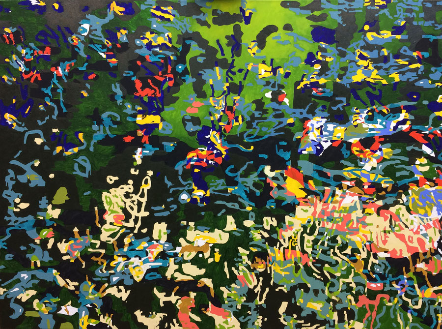 "Reef" Oil on canvas 140 cm x 100 cm. Painted on two occasions. In 2016 begonnen and finished in 2018.