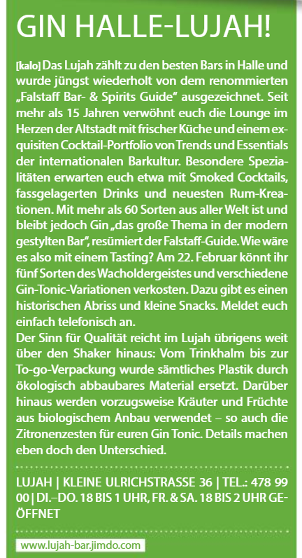 aha - Alles Halle -Das Stadtmagazin - Februar/März 2019